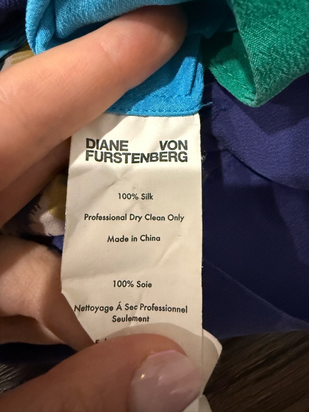 Diane Von Furstenberg Colorblock Silk Wrap Blouse in Teal, Turquoise & Blue - Picture 2 of 2